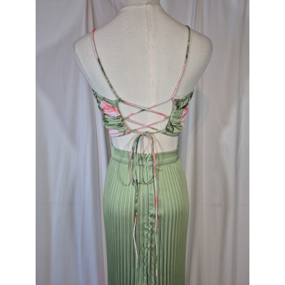L'IDEE Woman Jardin Fluer Rose Green Pink Top Maxi Skirt Set US 2 - Picture 12 of 16